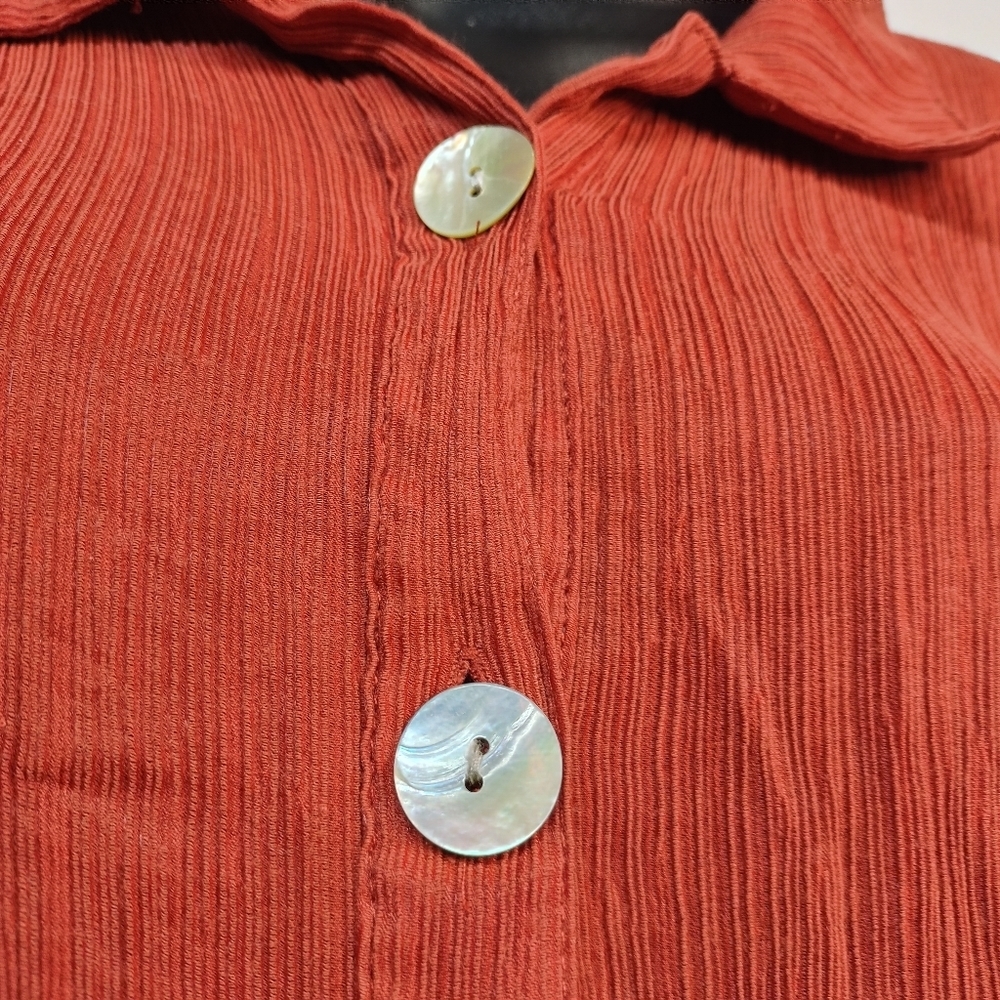 Women's Rust Button-Up Blouse - Picture 6 of 12